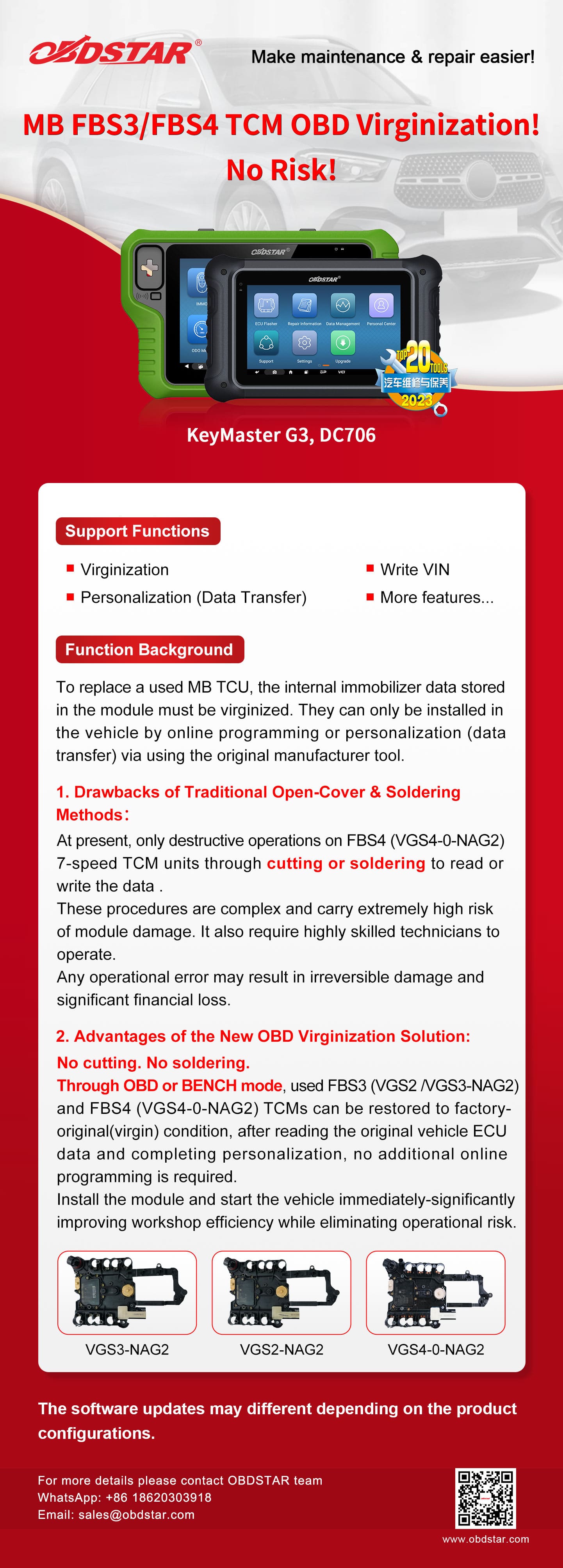 MB FBS3/FBS4 TCM OBD Virginization 