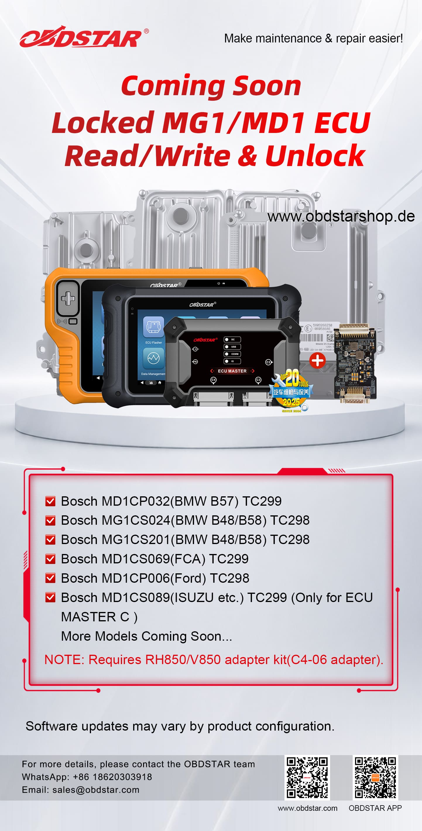 OBDSTAR Adds Locked MG1 & MD1 ECU Read & Write and Unlock Support