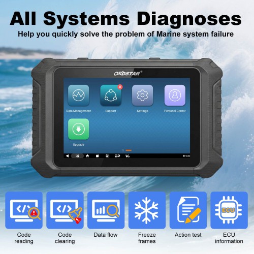 OBDSTAR MarineMaster C: Inboard + D: Generator Read/Clear Code, Data Flow, Freeze Frames, Action Test