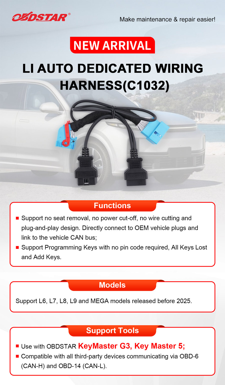 OBDSTAR LI Auto Dedicated Wiring Harness(C1032)